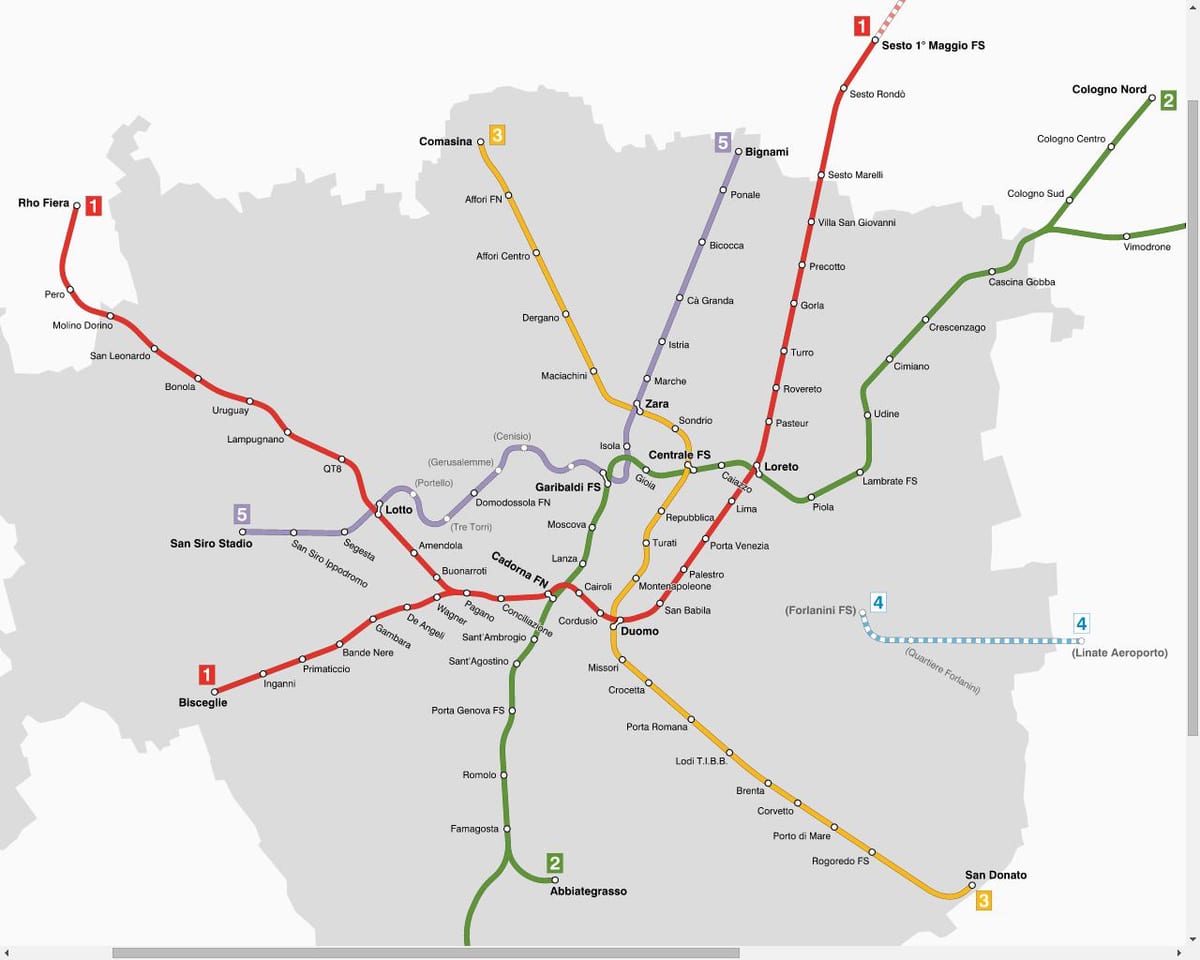 harta e atm milano tramvaj