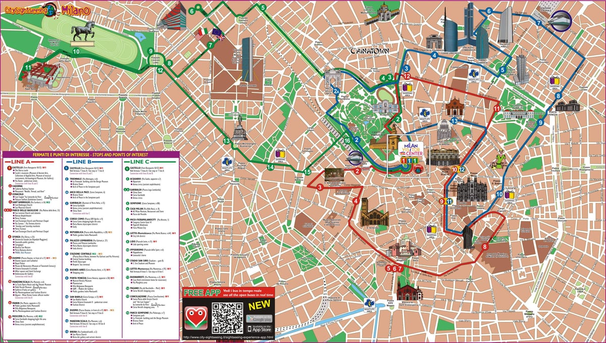 harta e milan autobus itinerari