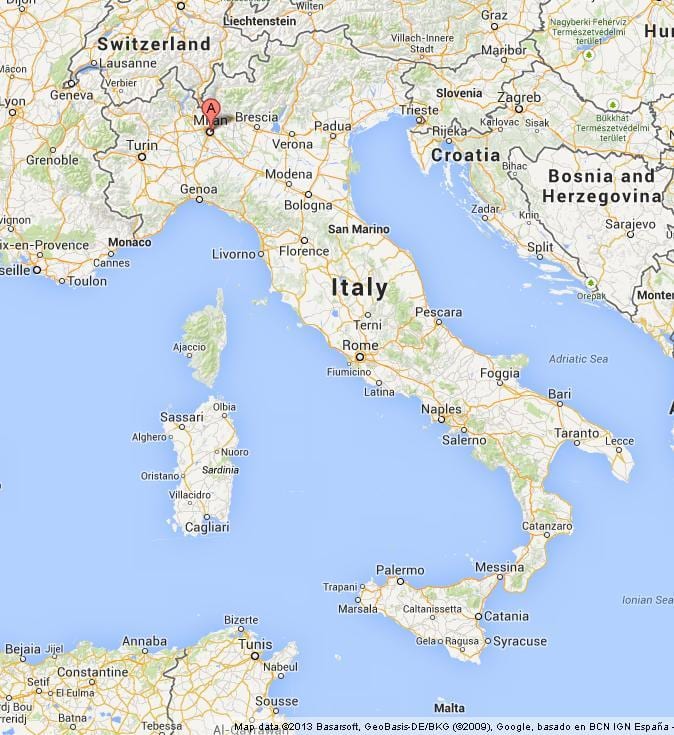 milan në hartë të botës
