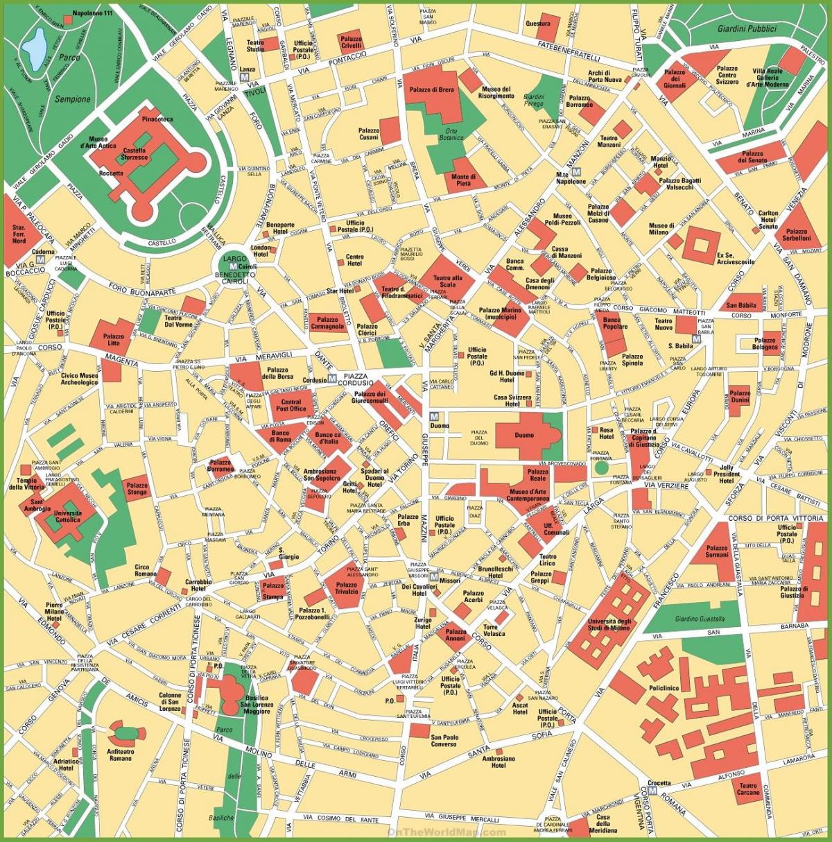 milano hartë të qytetit