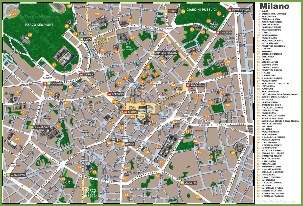 harta e milan itali atraksione turistike