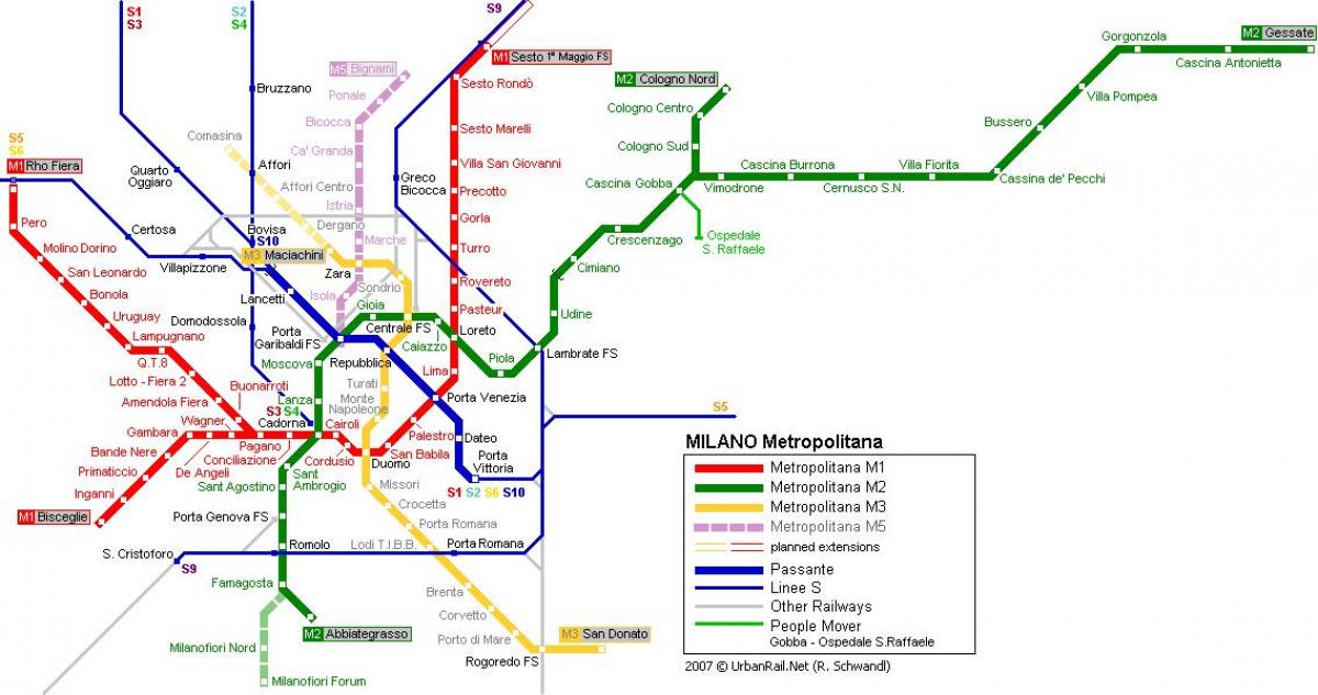 milan metro hartë 2016