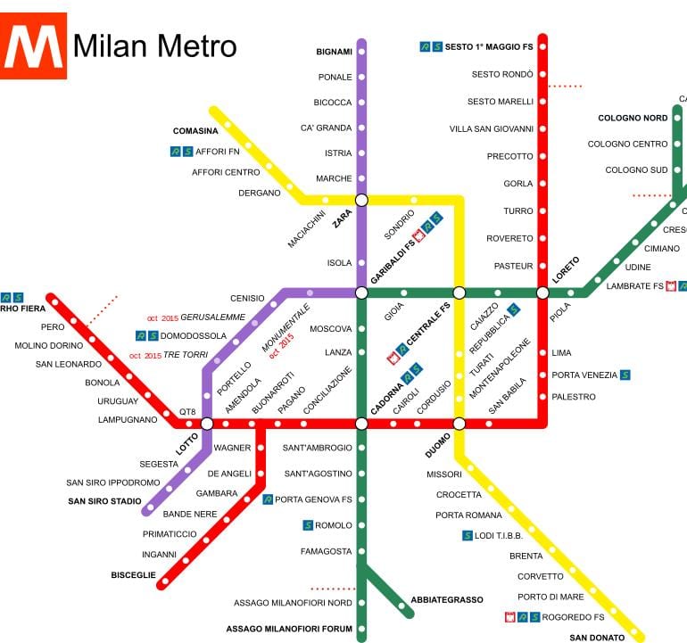 milan itali stacioni i trenit hartë
