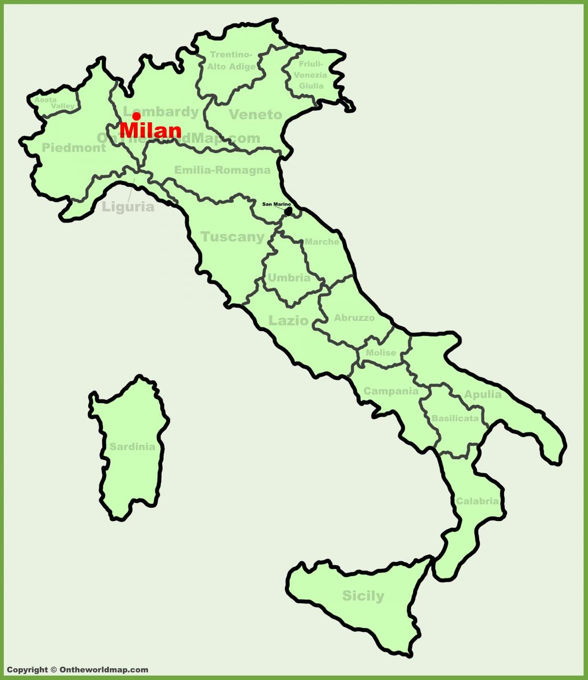 harta e italisë, duke treguar milan