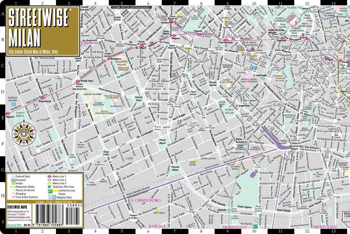 rrugë hartë e milanit në qendër të qytetit