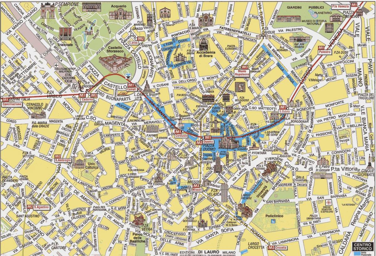 milan hartë të qytetit me atraksionet