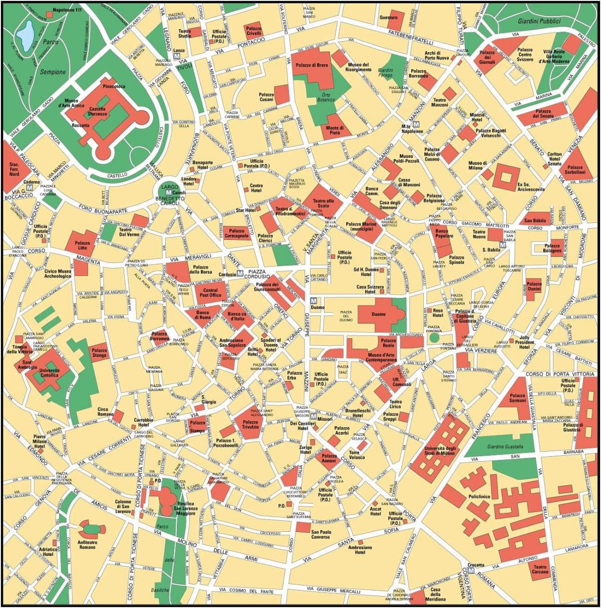 milan itali qendër të qytetit hartë