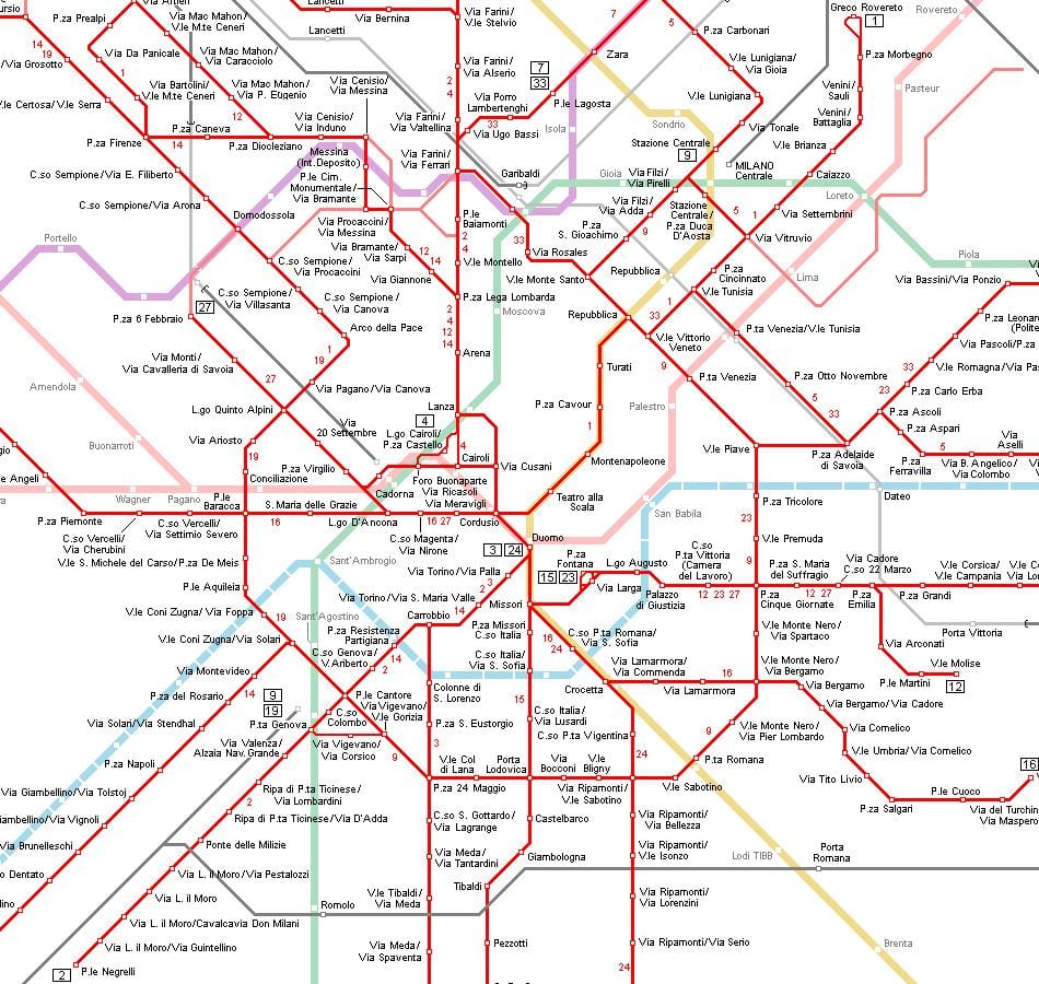 treni hartë milan itali